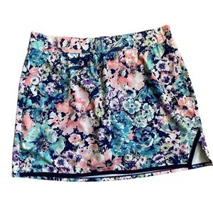 Crown & Ivy Blue and Pink Skorts with Vibrant Floral Design